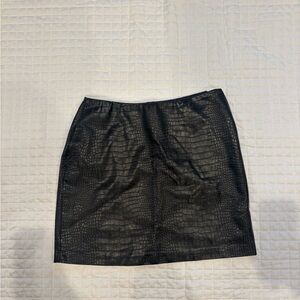 Ci Sono Black Croc-Embossed Faux Leather Mini Skirt